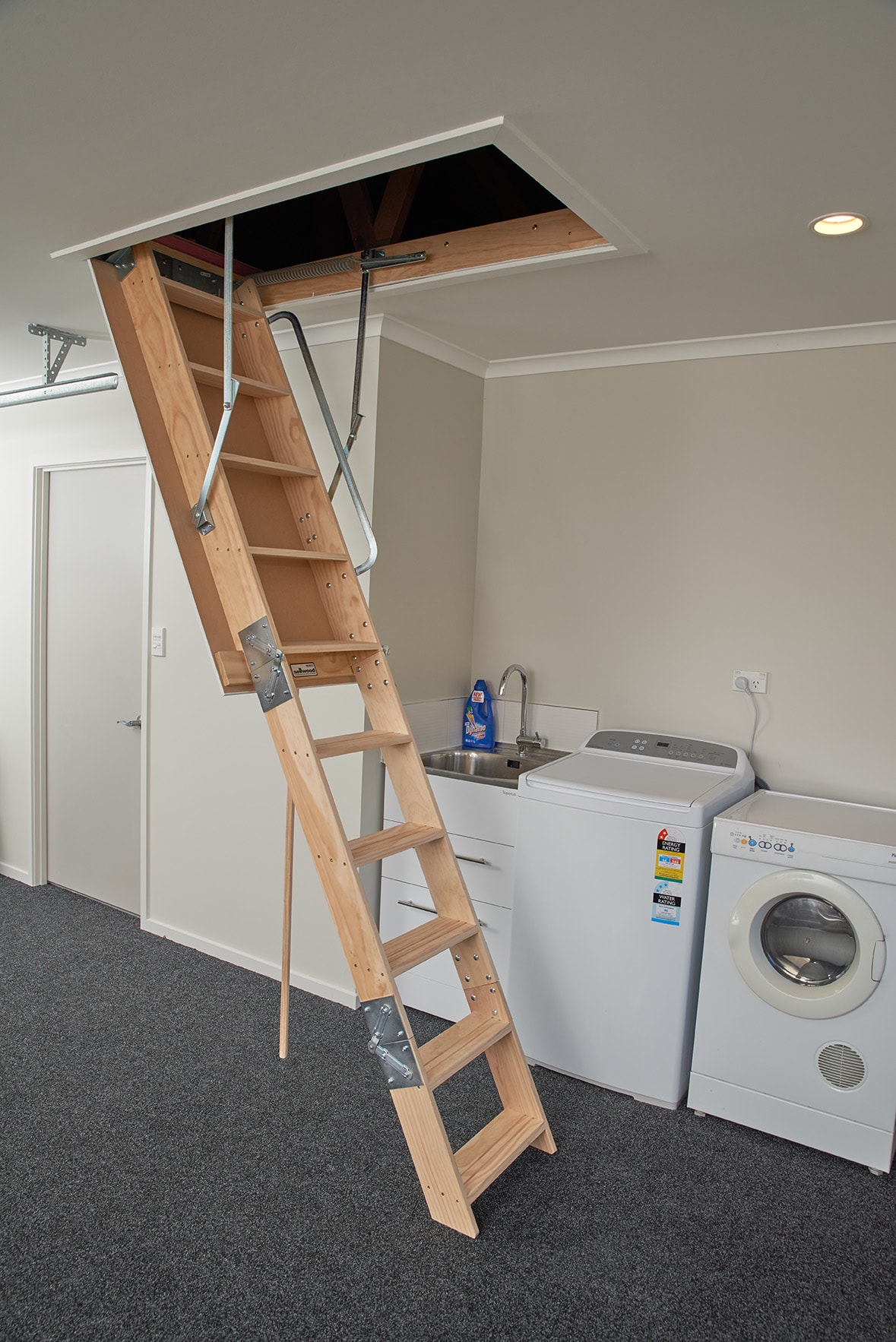 Wood Attic Ladder Installation, How To Install A Drop Down Ceiling Ladder